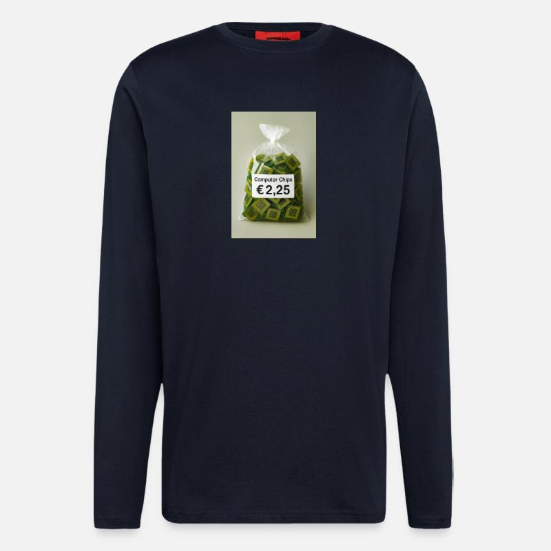 Computer chips price label - Longsleeve - made by SPREAD  - DARK NAVY