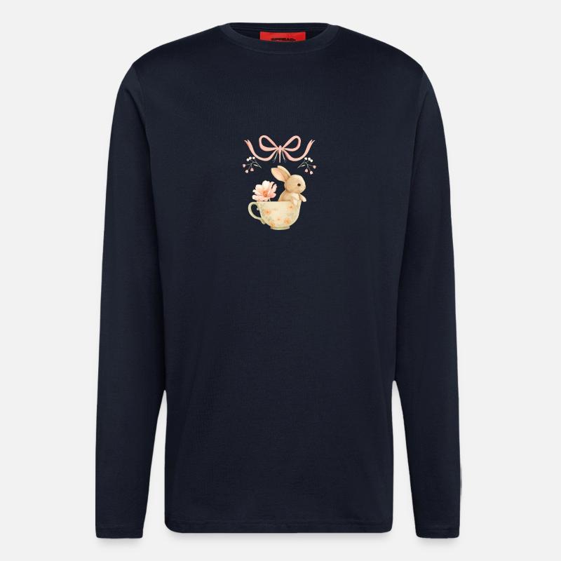 Pastel Bunny in Floral Mug - Longsleeve - made by SPREAD  - DARK NAVY