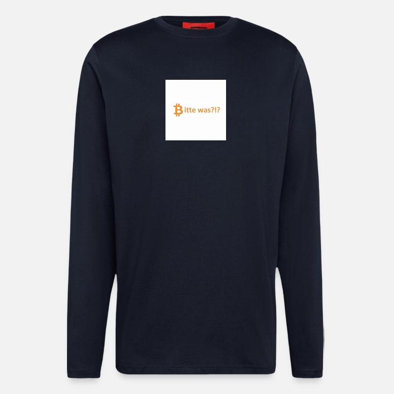 Please what?!? Bitcoin Orange - Longsleeve - made by SPREAD  - DARK NAVY