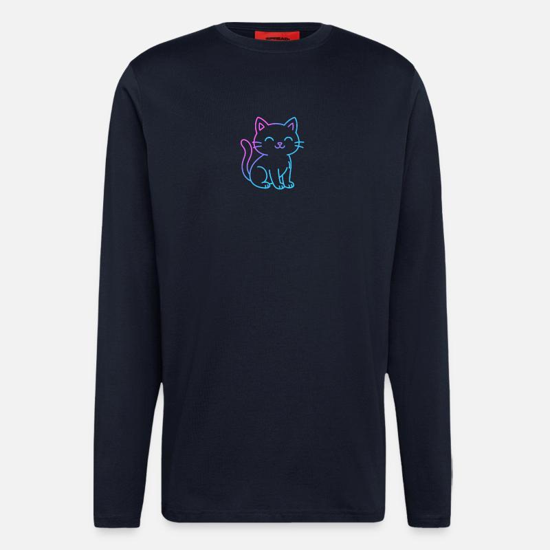 Neon-Gradient-Katzenfreund - Langarmshirt - made by SPREAD  - DARK NAVY
