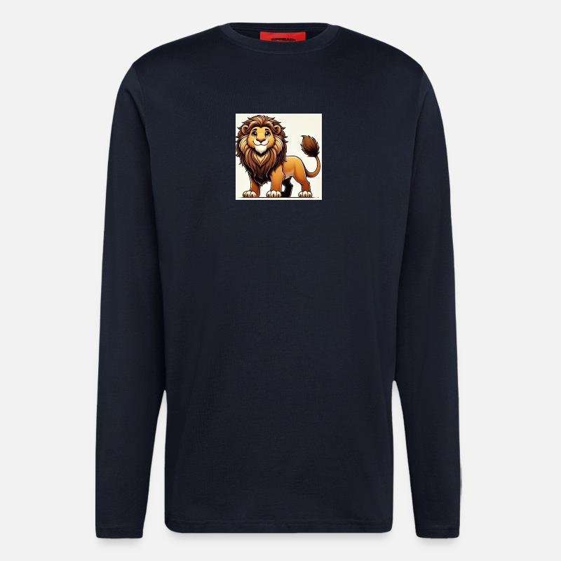 Warm cartoon lion - Longsleeve - made by SPREAD  - DARK NAVY