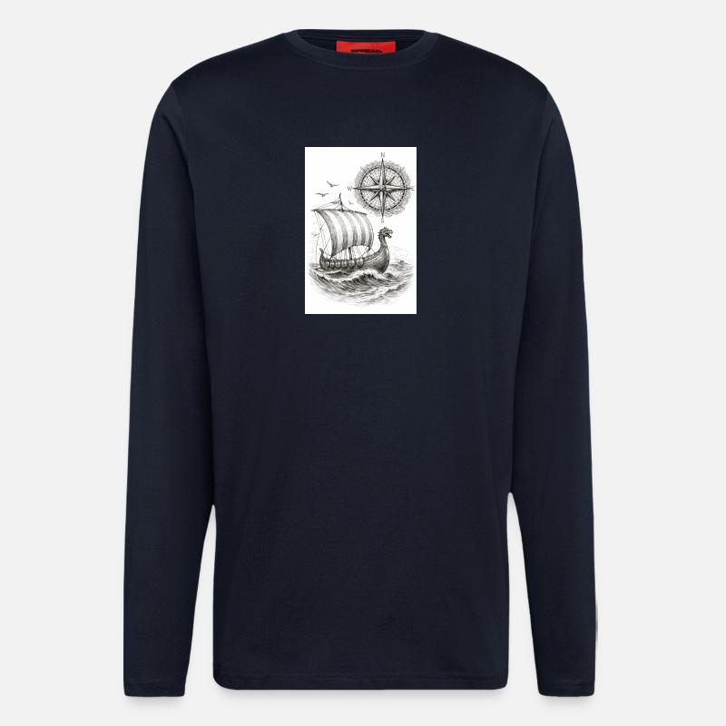 Compass Viking Sailing Ship - Longsleeve - made by SPREAD  - DARK NAVY