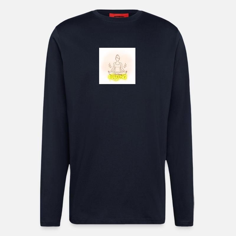 Illustration de la méditation de posture - Manches longues bio décontracté fabriqué en UE - DARK NAVY