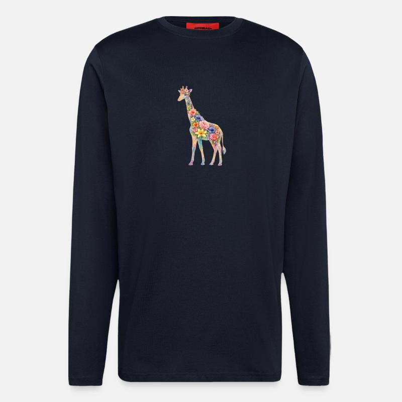 Giraffe Silhouette Blumen - Langarmshirt - made by SPREAD  - DARK NAVY