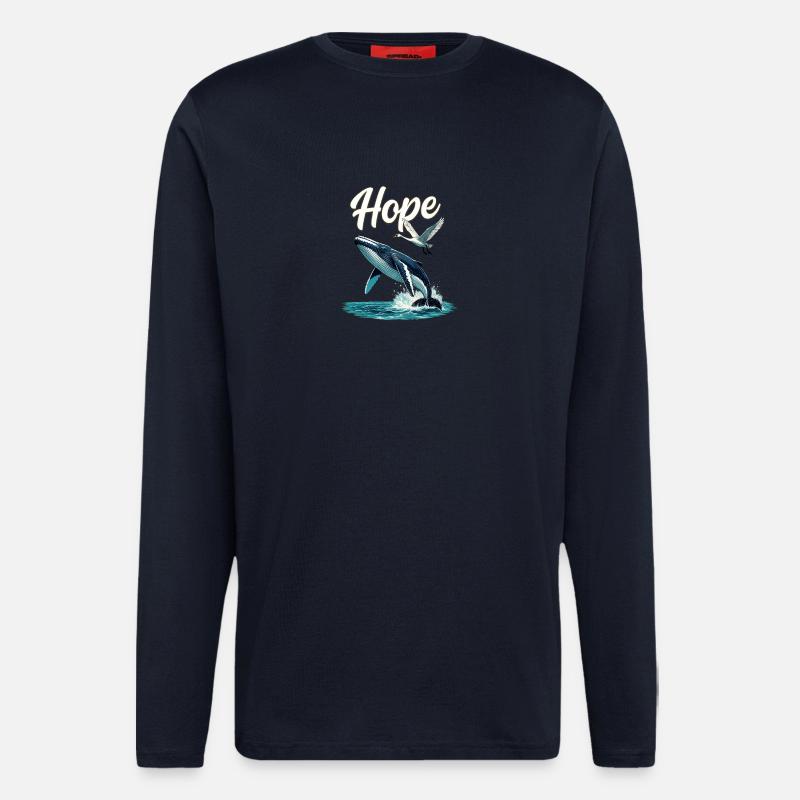 Hoffnung: Wal und Schwan Sprung, Hope - Langarmshirt - made by SPREAD  - DARK NAVY