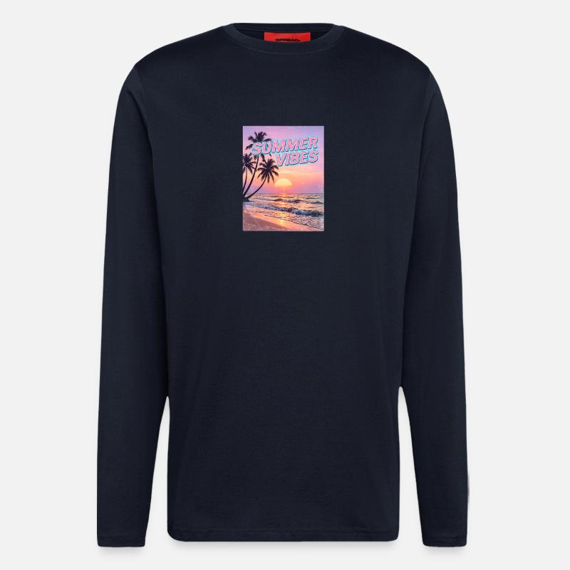 Summer Vibes Retro Sunset Beach - Longsleeve - made by SPREAD  - DARK NAVY