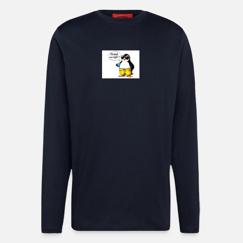 Stylische Pinguin Hülle mit Brille - Langarmshirt - made by SPREAD  - DARK NAVY