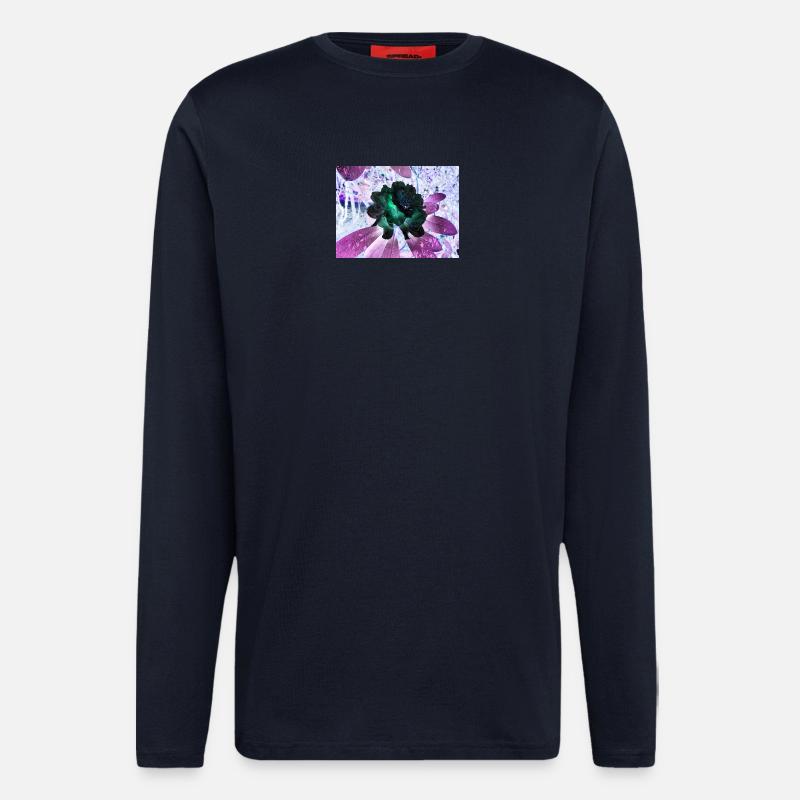 Disposition Hyperflora de Neonblumen - Manches longues bio décontracté fabriqué en UE - DARK NAVY