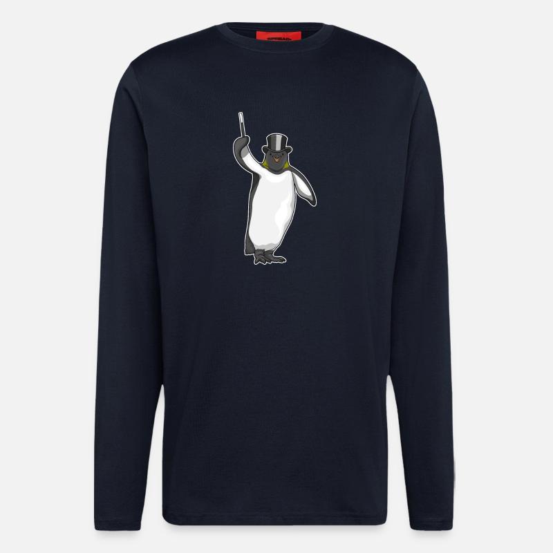 Penguin Wizard Wand - Longsleeve - made by SPREAD - DARK NAVY