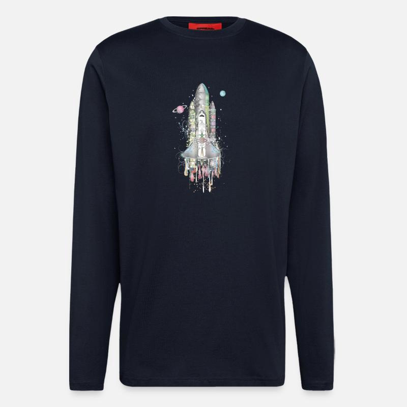 Imaginative Space Shuttle - Artfully Designed - Longsleeve - made by SPREAD - DARK NAVY