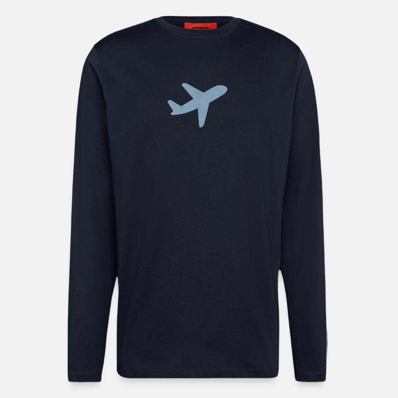 Blaues minimalistisches Flugzeug - Langarmshirt - made by SPREAD  - DARK NAVY