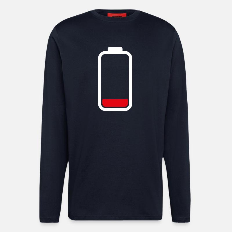 LOW BATTERY - White - Langarmshirt - made by SPREAD  - DARK NAVY