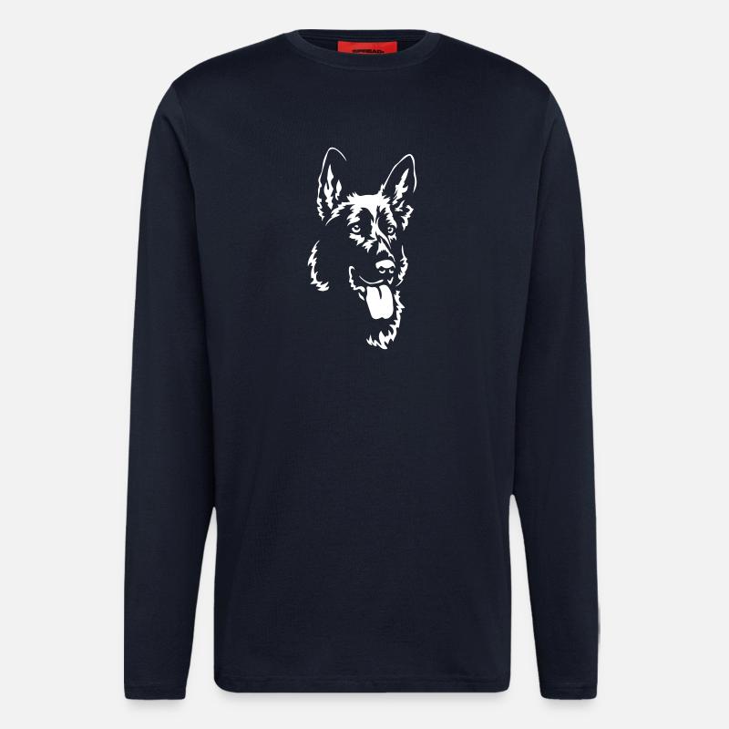German Shepherd Head "Black Edition" - Longsleeve - made by SPREAD  - DARK NAVY