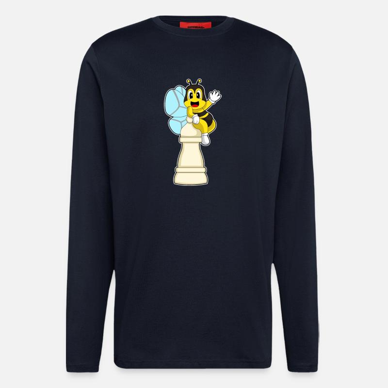 Schachfigur Bauer Biene Schach - Langarmshirt - made by SPREAD - DARK NAVY