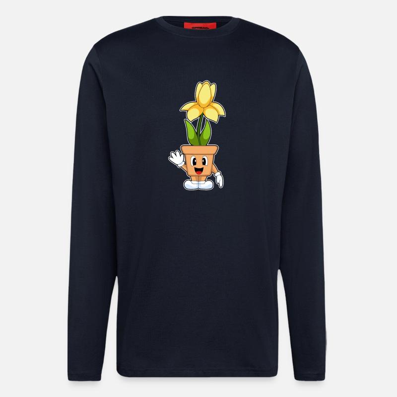 Blumentopf Narzisse Blumen - Langarmshirt - made by SPREAD  - DARK NAVY