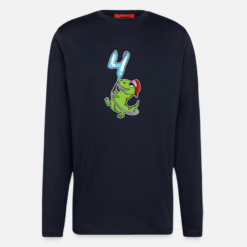 4th Birthday Dinosaur - Longsleeve - made by SPREAD  - DARK NAVY
