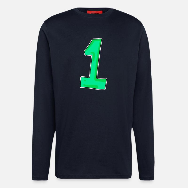 1 vert - Manches longues bio décontracté fabriqué en UE - DARK NAVY