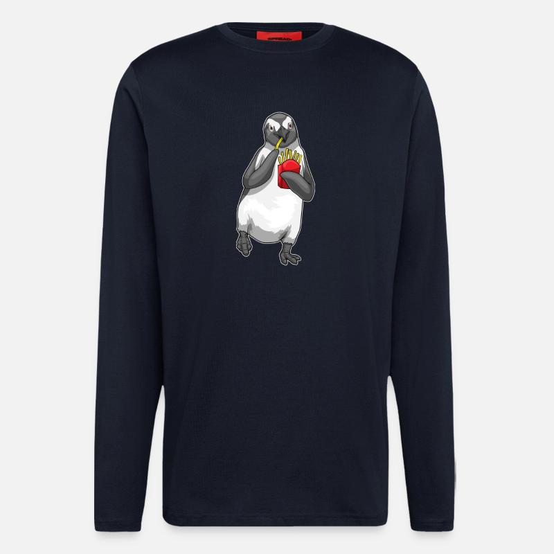 Pingouin frites - Manches longues bio décontracté fabriqué en UE - DARK NAVY
