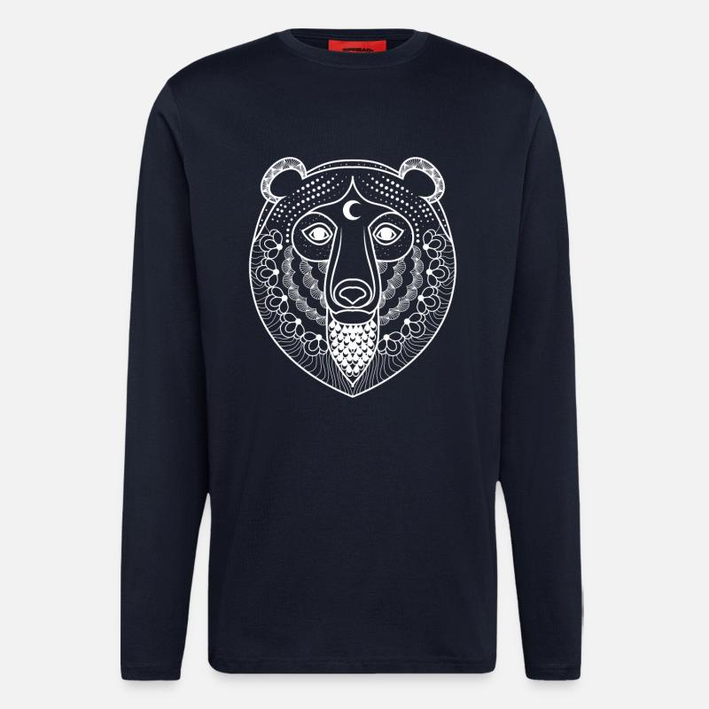Filigree bear face - bear - bear - Longsleeve - made by SPREAD  - DARK NAVY
