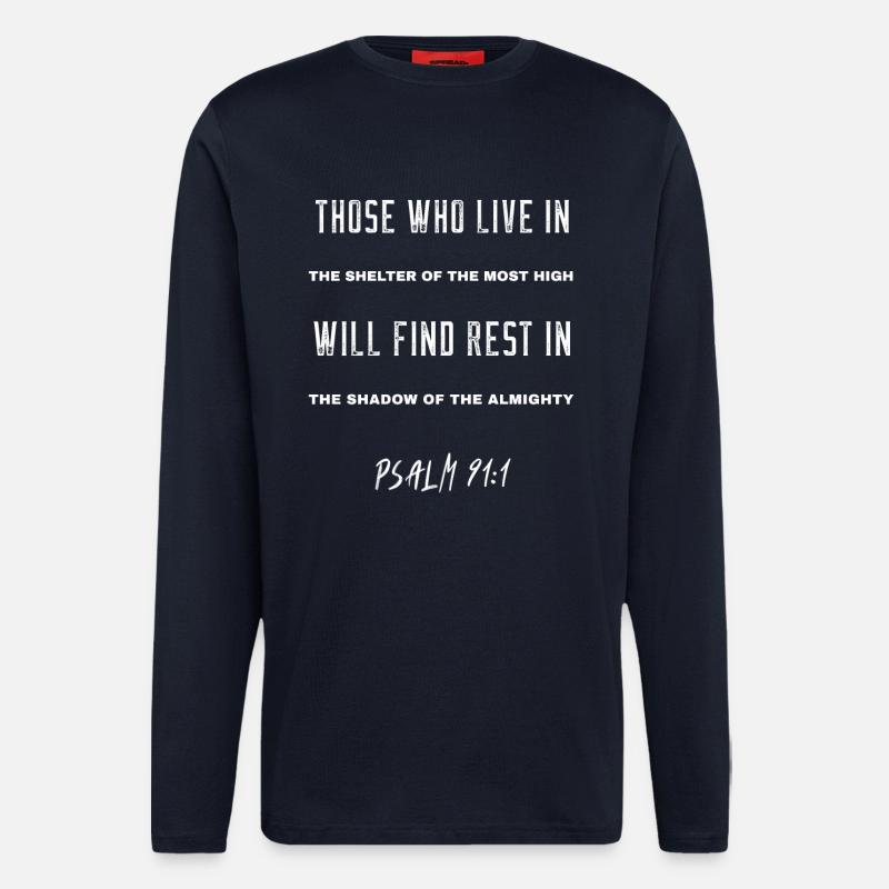 Schutz des Allerhöchsten: Psalm 91,1 - Langarmshirt - made by SPREAD  - DARK NAVY