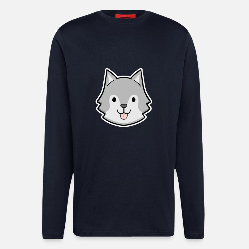 Happy Husky Head Sticker - Longsleeve - made by SPREAD - DARK NAVY