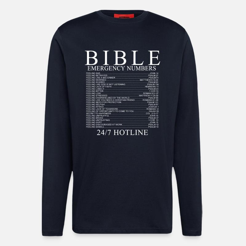 Notrufnummern der Bibel - Langarmshirt - made by SPREAD - DARK NAVY