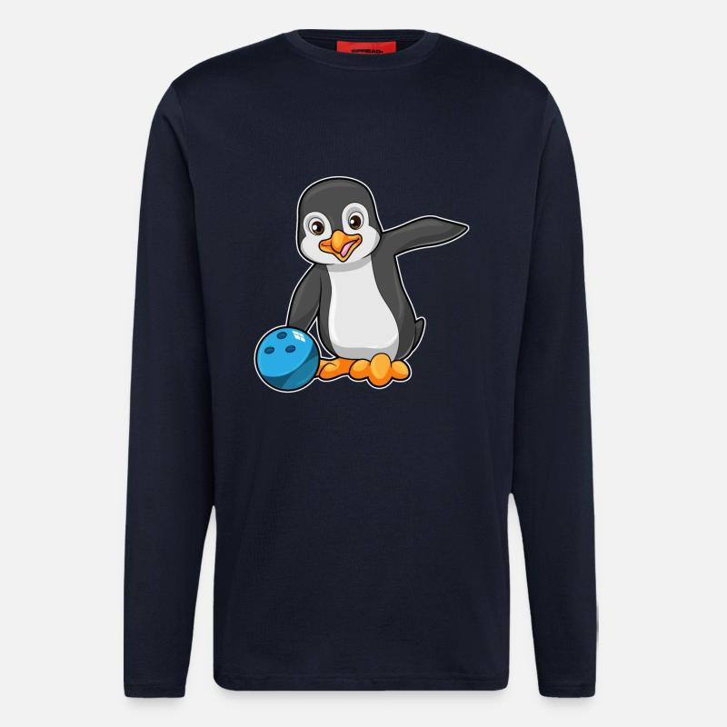 Penguin Bowling Boule de bowling - Manches longues bio décontracté fabriqué en UE - DARK NAVY