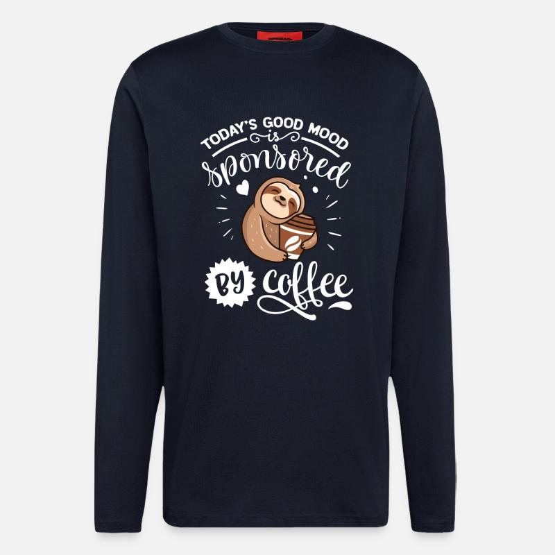 Kaffee Sloth Gute Laune Shirt - Langarmshirt - made by SPREAD  - DARK NAVY