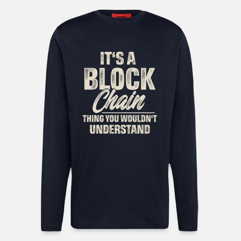 Krypto Blockchain - Langarmshirt - made by SPREAD  - DARK NAVY
