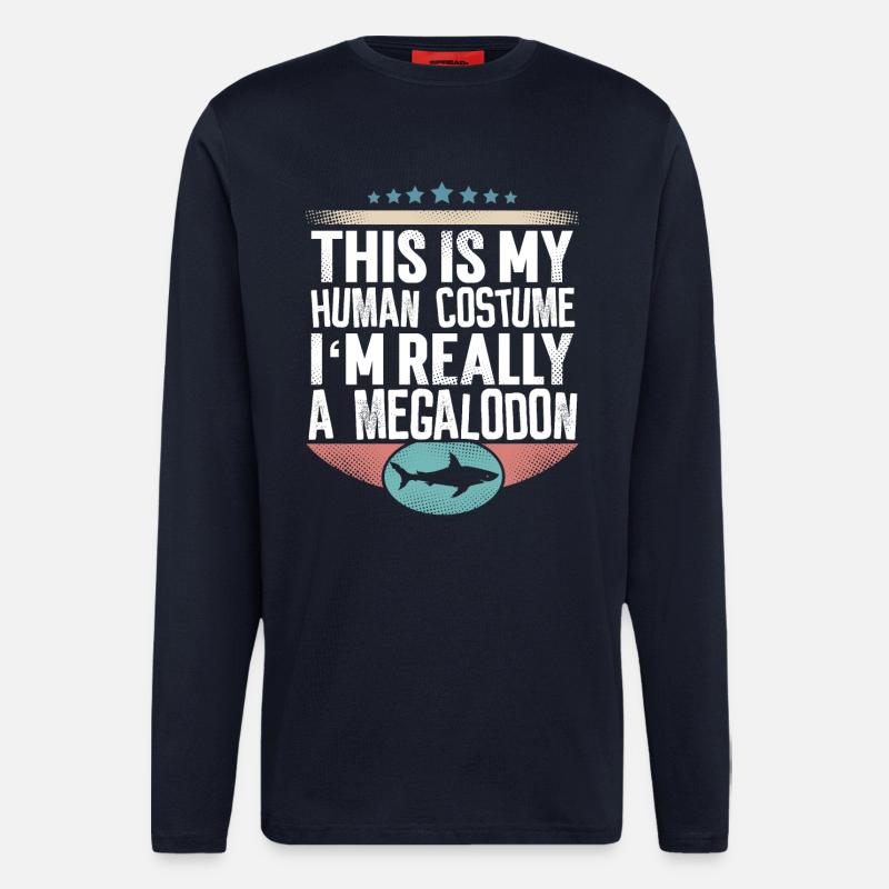 Megalodon Riesen Hai - Langarmshirt - made by SPREAD  - DARK NAVY