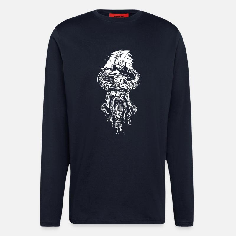 Wikinger mit Segelschiff - Langarmshirt - made by SPREAD  - DARK NAVY