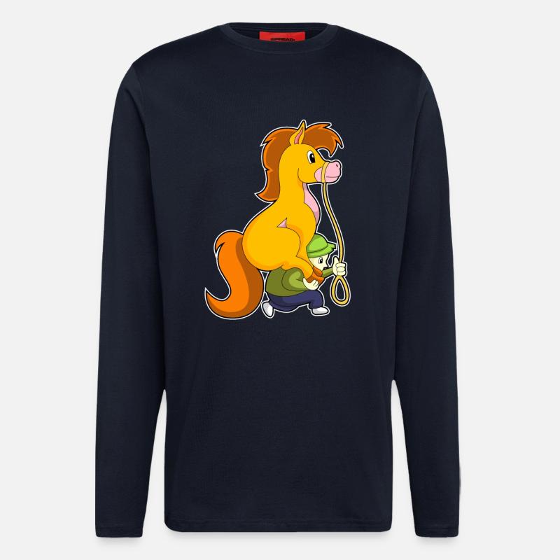 Pferd mit Junge - Langarmshirt - made by SPREAD  - DARK NAVY