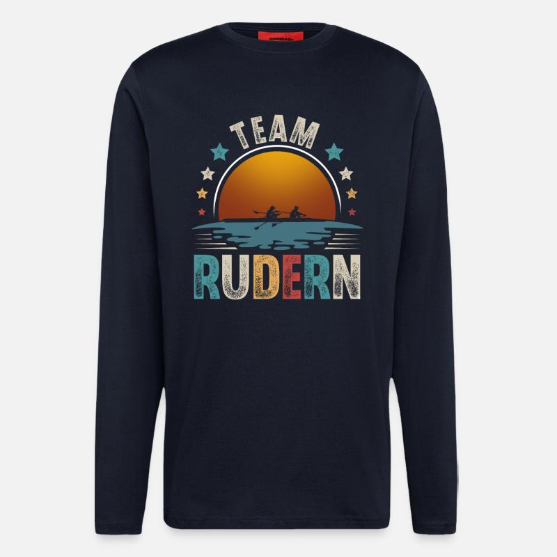 Rudern Ruderer Ruderboot Team - Langarmshirt - made by SPREAD  - DARK NAVY