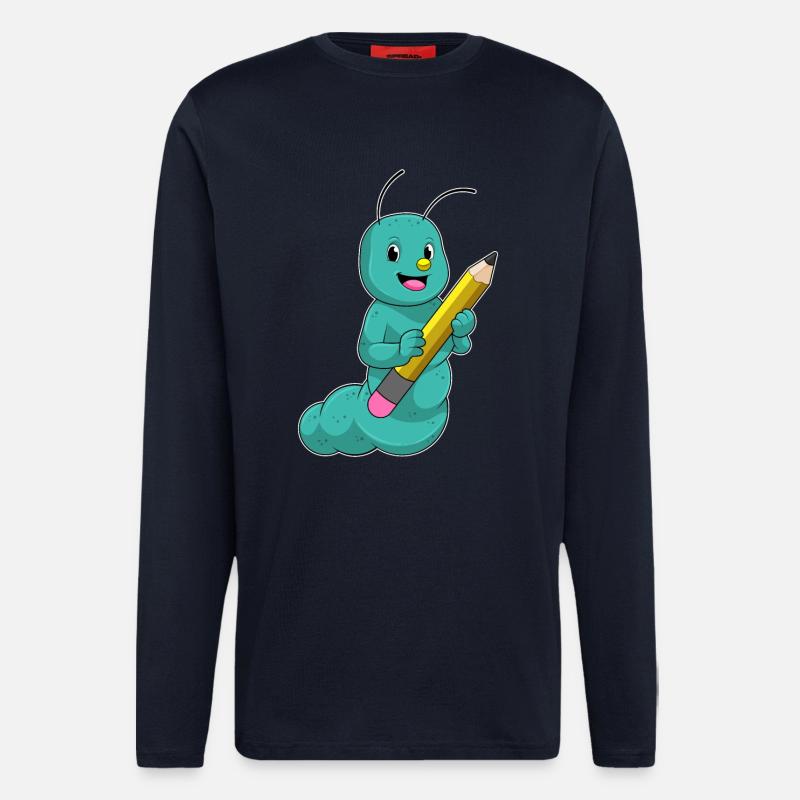 Chenille au crayon - Manches longues bio décontracté fabriqué en UE - DARK NAVY