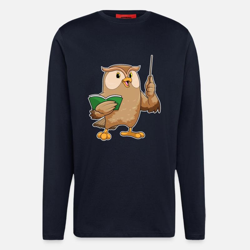 Owl teacher pointer school - Longsleeve - made by SPREAD - DARK NAVY