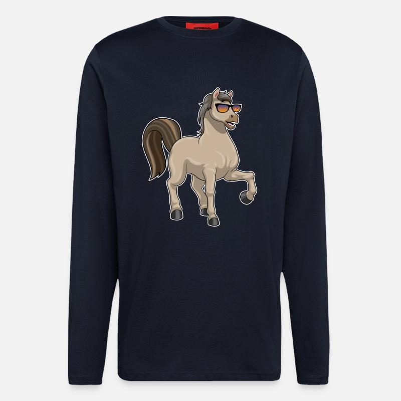 Pferd mit Sonnenbrille - Langarmshirt - made by SPREAD  - DARK NAVY