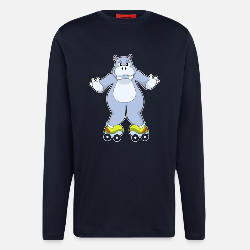 Nilpferd Rollschuhfahren Rollschuhe - Langarmshirt - made by SPREAD  - DARK NAVY