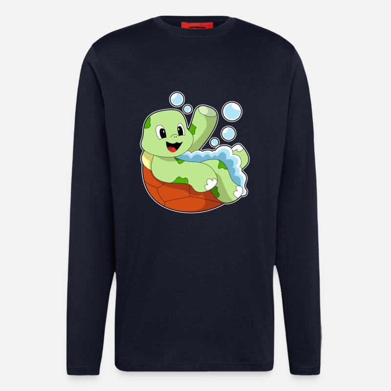Schildkröte beim Baden mit Schaum - Langarmshirt - made by SPREAD  - DARK NAVY