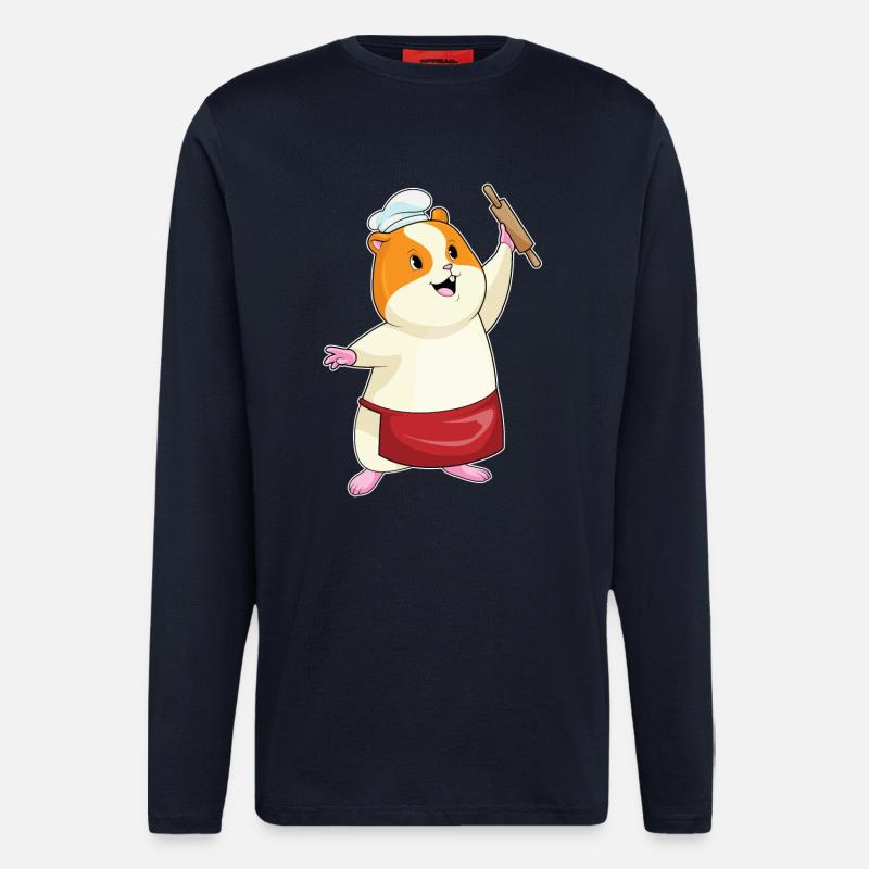 Hamster Bäcker Nudelholz Backen - Langarmshirt - made by SPREAD - DARK NAVY