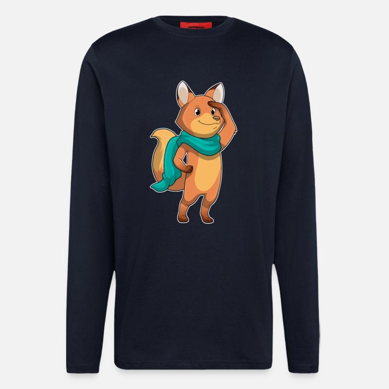 Fuchs mit Schal - Langarmshirt - made by SPREAD  - DARK NAVY