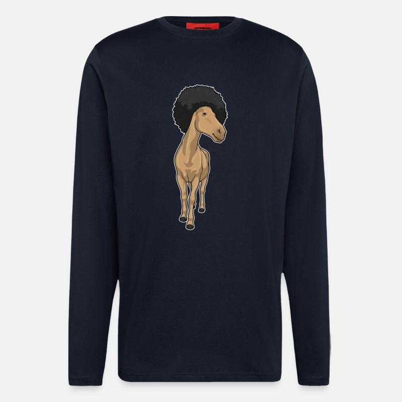Pferd Afro - Langarmshirt - made by SPREAD - DARK NAVY