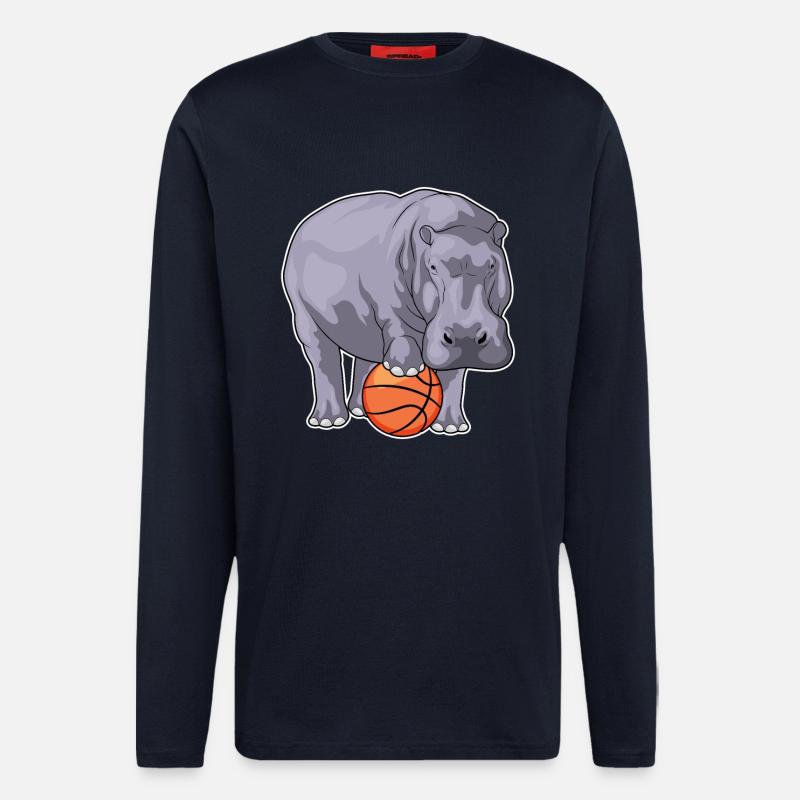 Hippo Basketteur Basketteur - Manches longues bio décontracté fabriqué en UE - DARK NAVY