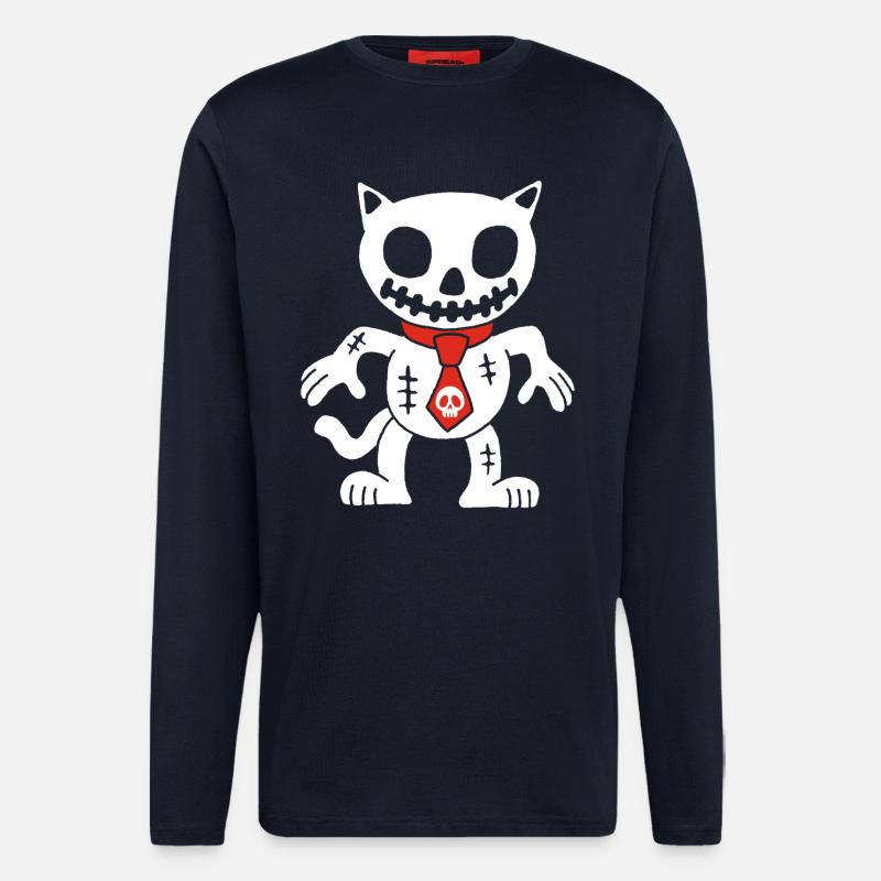 Chat blanc poupée vaudou - Manches longues bio décontracté fabriqué en UE - DARK NAVY