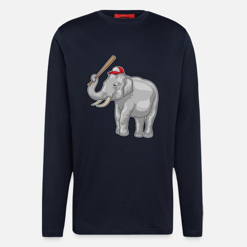 Elefant Baseballschläger Baseball - Langarmshirt - made by SPREAD  - DARK NAVY