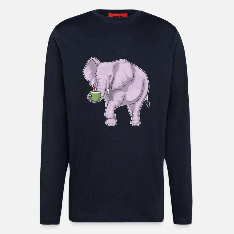 Éléphant Noix de - Manches longues bio décontracté fabriqué en UE - DARK NAVY
