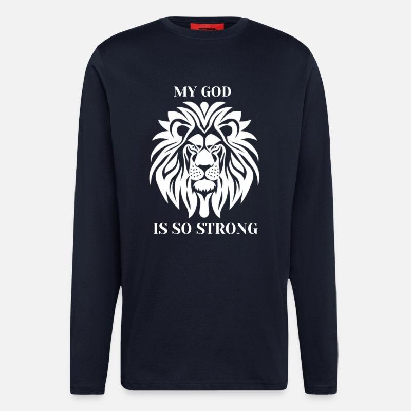 Löwe Gottesstärke Starkes Statement - Langarmshirt - made by SPREAD - DARK NAVY