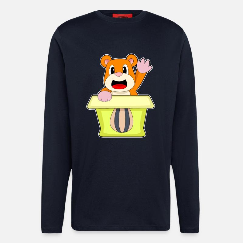 Boîte de graines de hamster - Manches longues bio décontracté fabriqué en UE - DARK NAVY