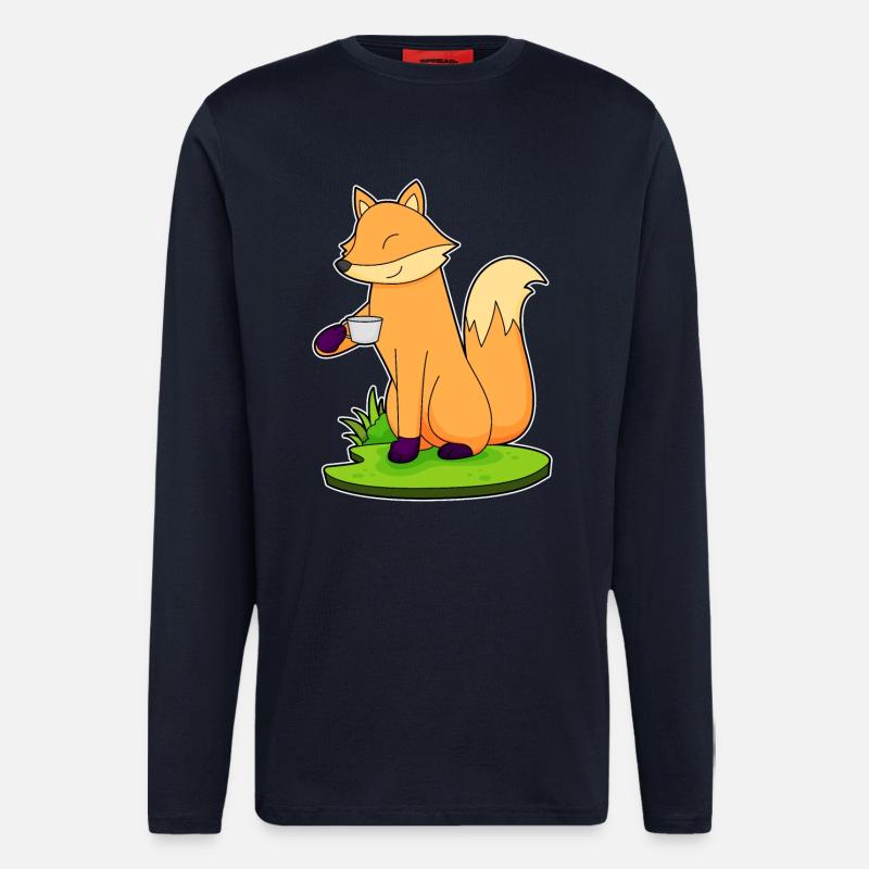 Fuchs Tasse Kaffee - Langarmshirt - made by SPREAD  - DARK NAVY