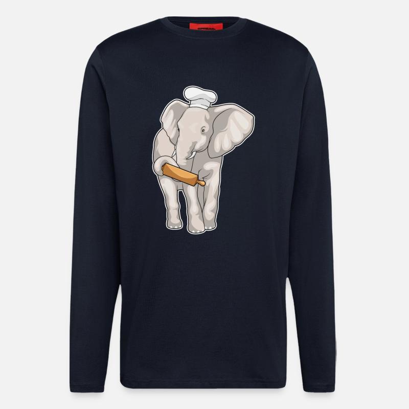 Elefant Bäcker Nudelholz - Langarmshirt - made by SPREAD - DARK NAVY