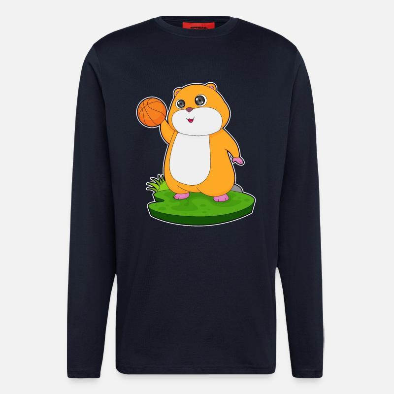 Hamster Basketteur Basketteur - Manches longues bio décontracté fabriqué en UE - DARK NAVY